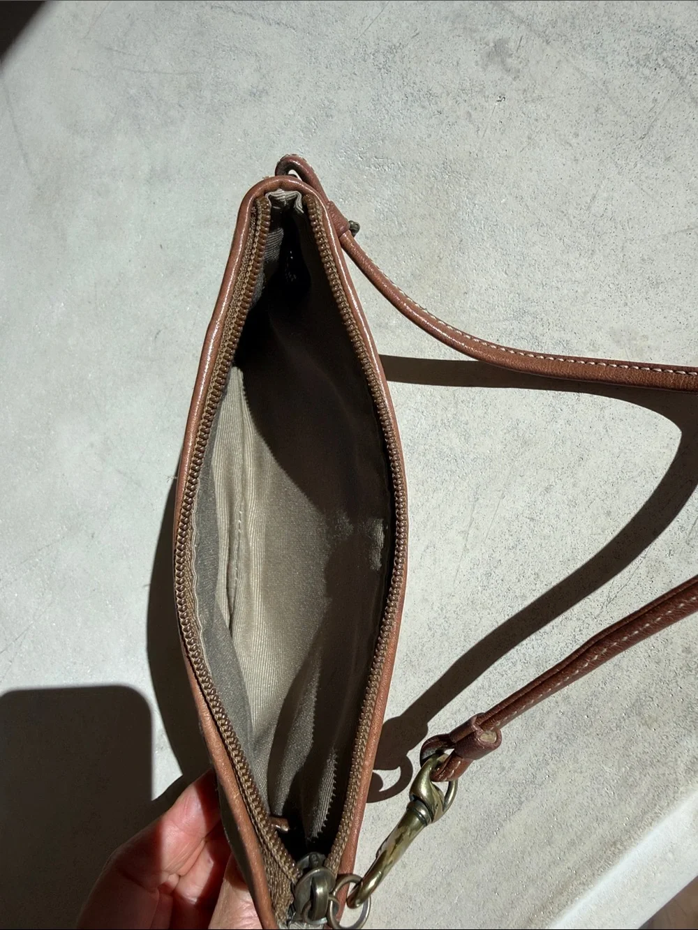 Vintage COACH Brown Suede Wristlet / Cosmetic Bag